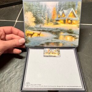 VTG Thomas Kinkade Thomas Kinkade "Deer Creek Cottage" Notes in Decorative Box